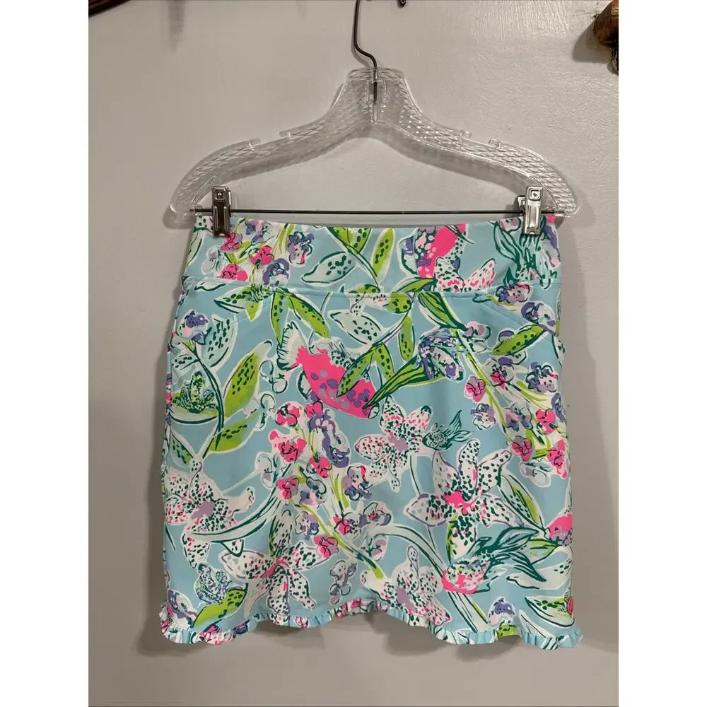 Lilly Pulitzer LUXLETIC Bali Blue Sway This Way Skirt/Skort. Size 4 Performance - Picture 1 of 8